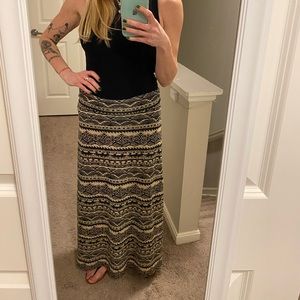 American Rag long skirt, tan color w black design.